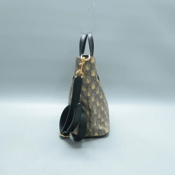 100% Authentic GUCCI Brown Bee Canvas Satchel 1026-111424 - Picture 3 of 12